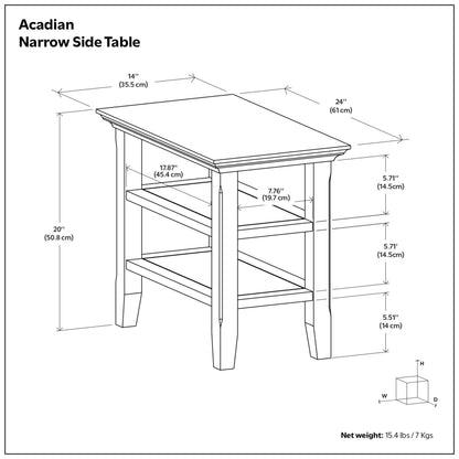 Light Golden Brown | Acadian Narrow Side Table
