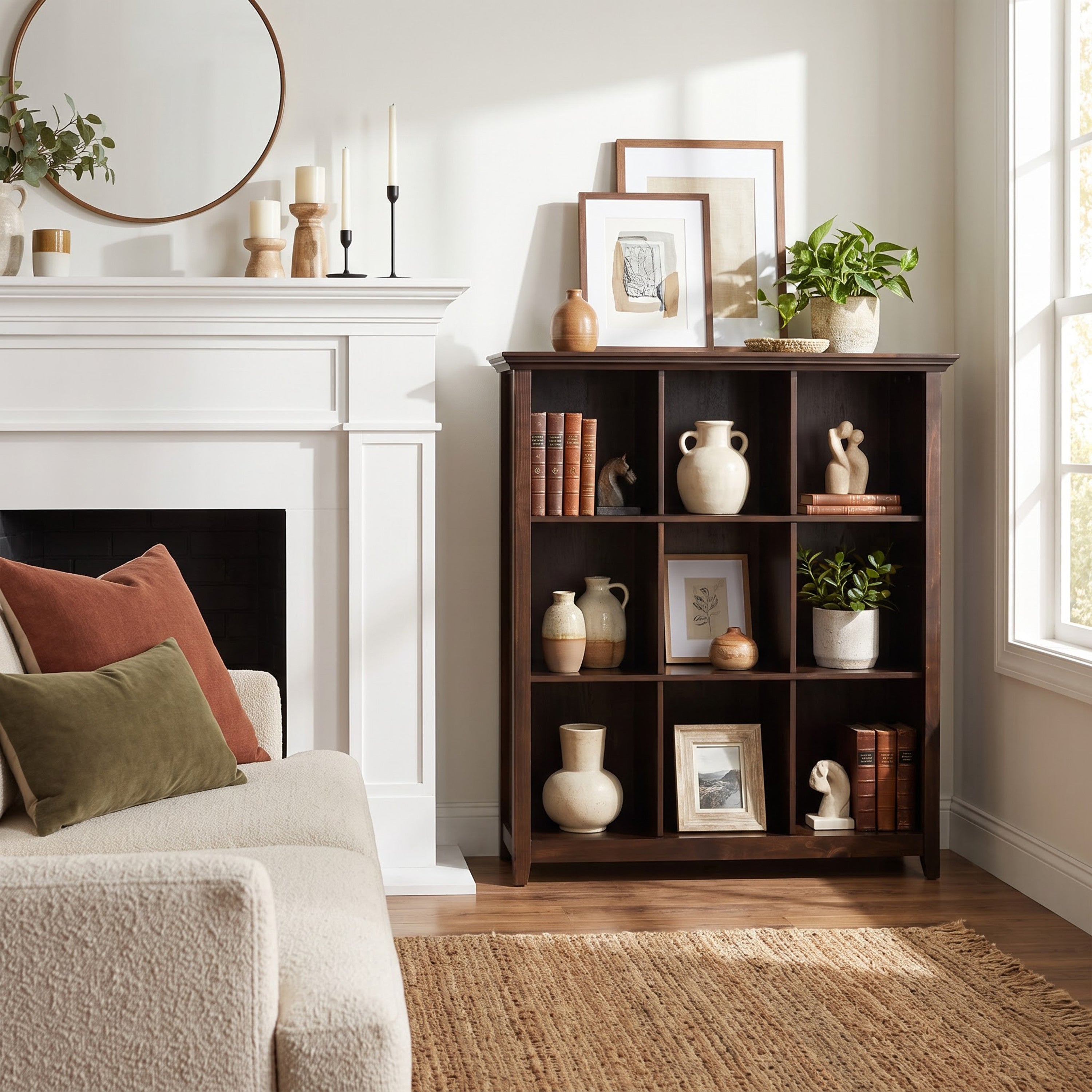 Solid Wood Cube Bookcase | Acadian 9 Cube Storage Unit – Simpli Home