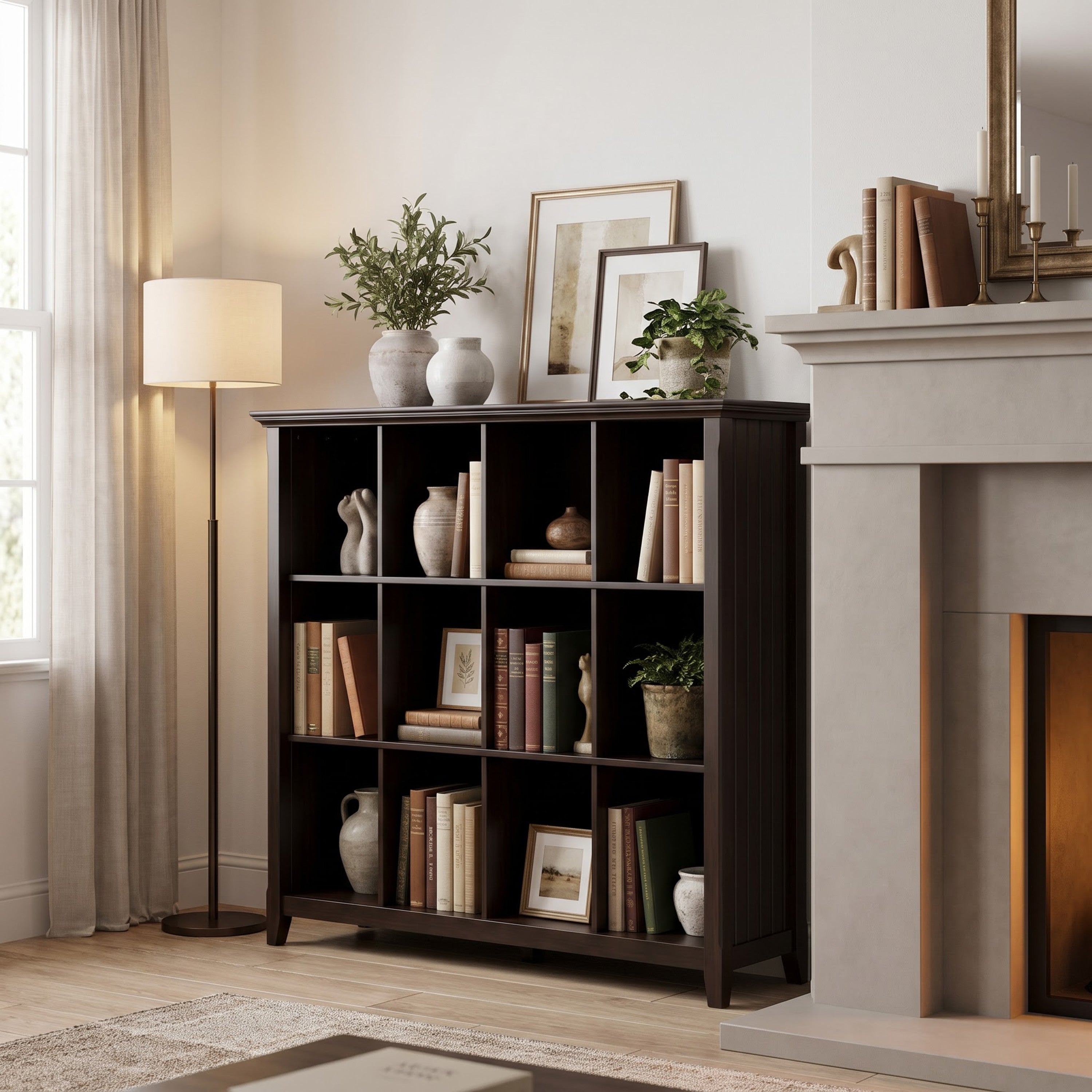 Solid Wood Cube Bookcase | Acadian 12 Cube Storage – Simpli Home