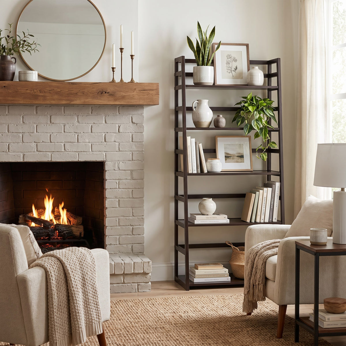 Brunette Brown | Acadian Ladder Shelf Bookcase
