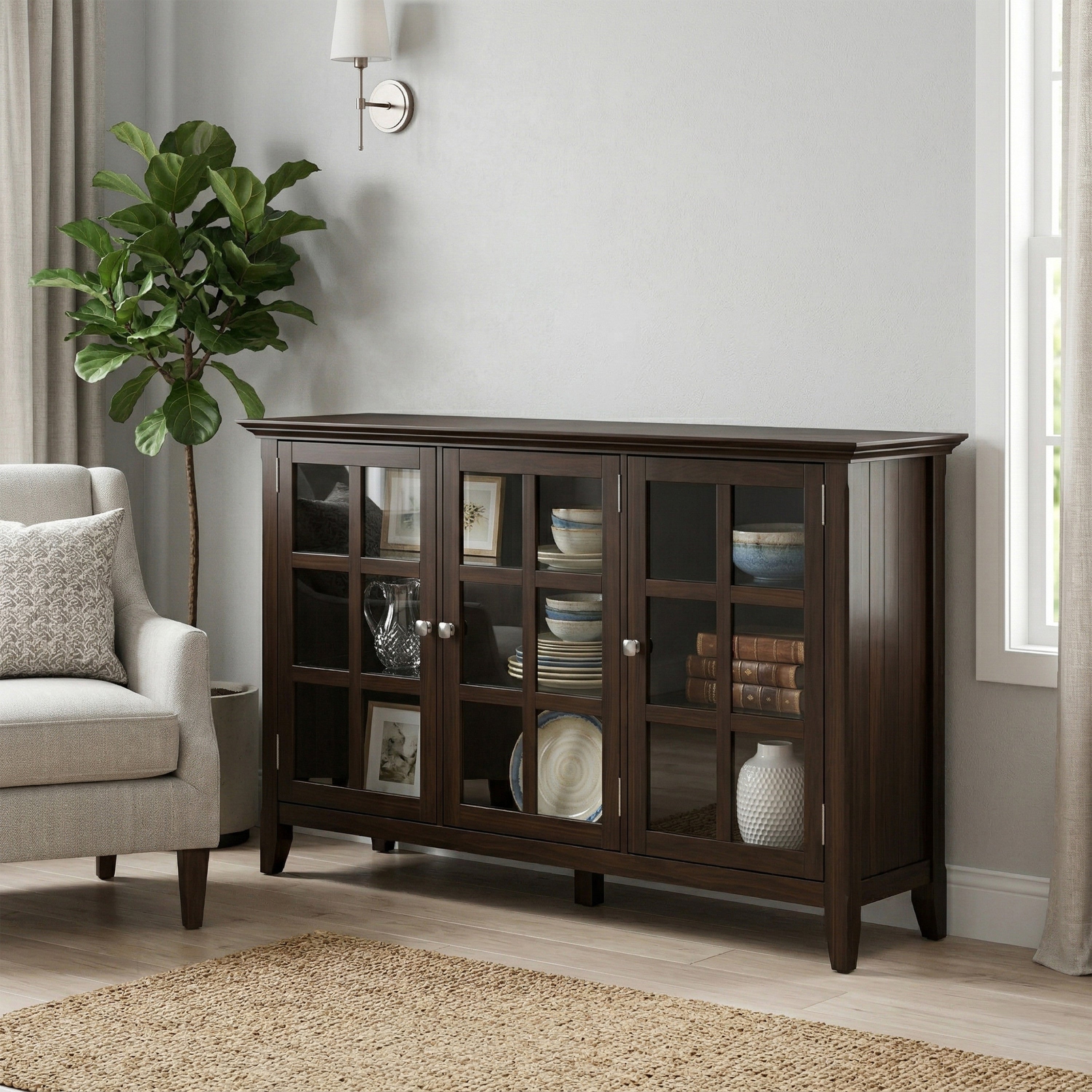Solid Wood Storage Cabinet | Acadian Wide Storage Cabinet – Simpli