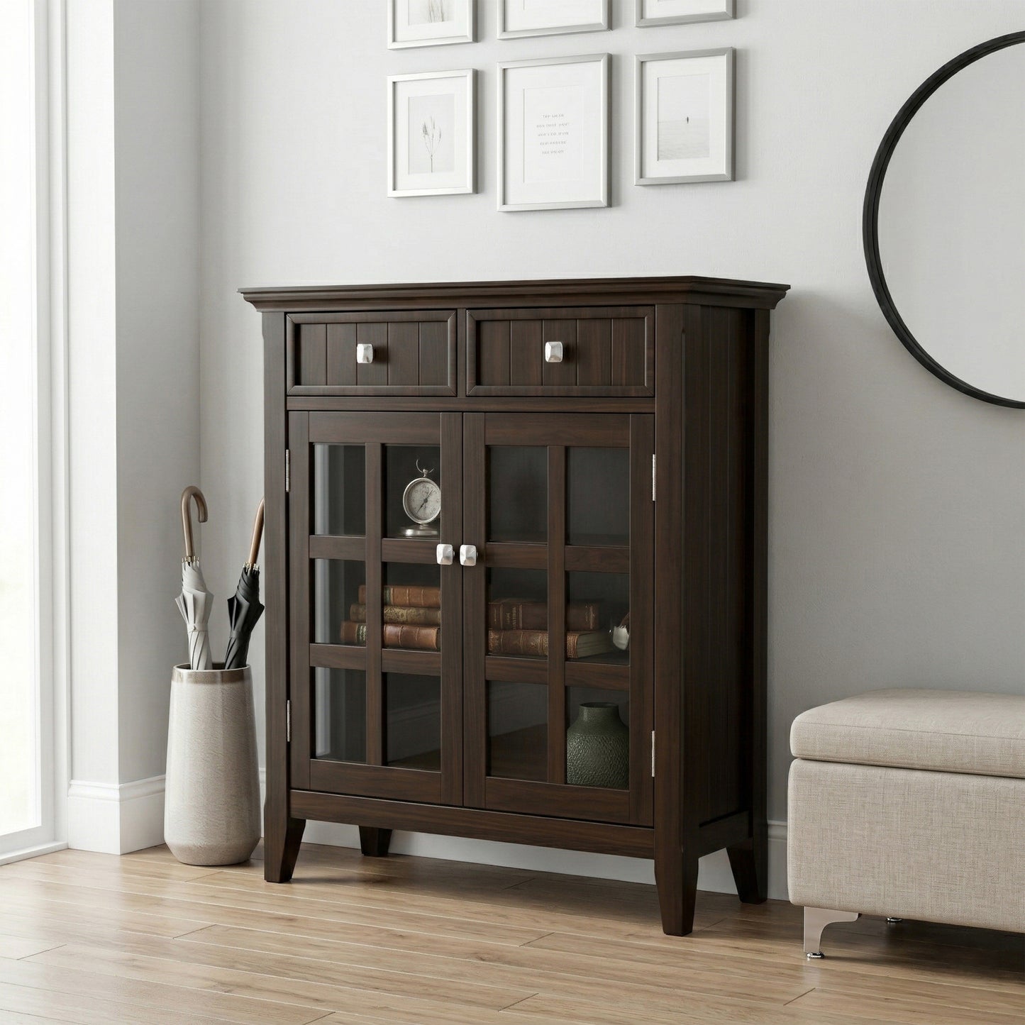 Brunette Brown | Acadian Entryway Storage Cabinet