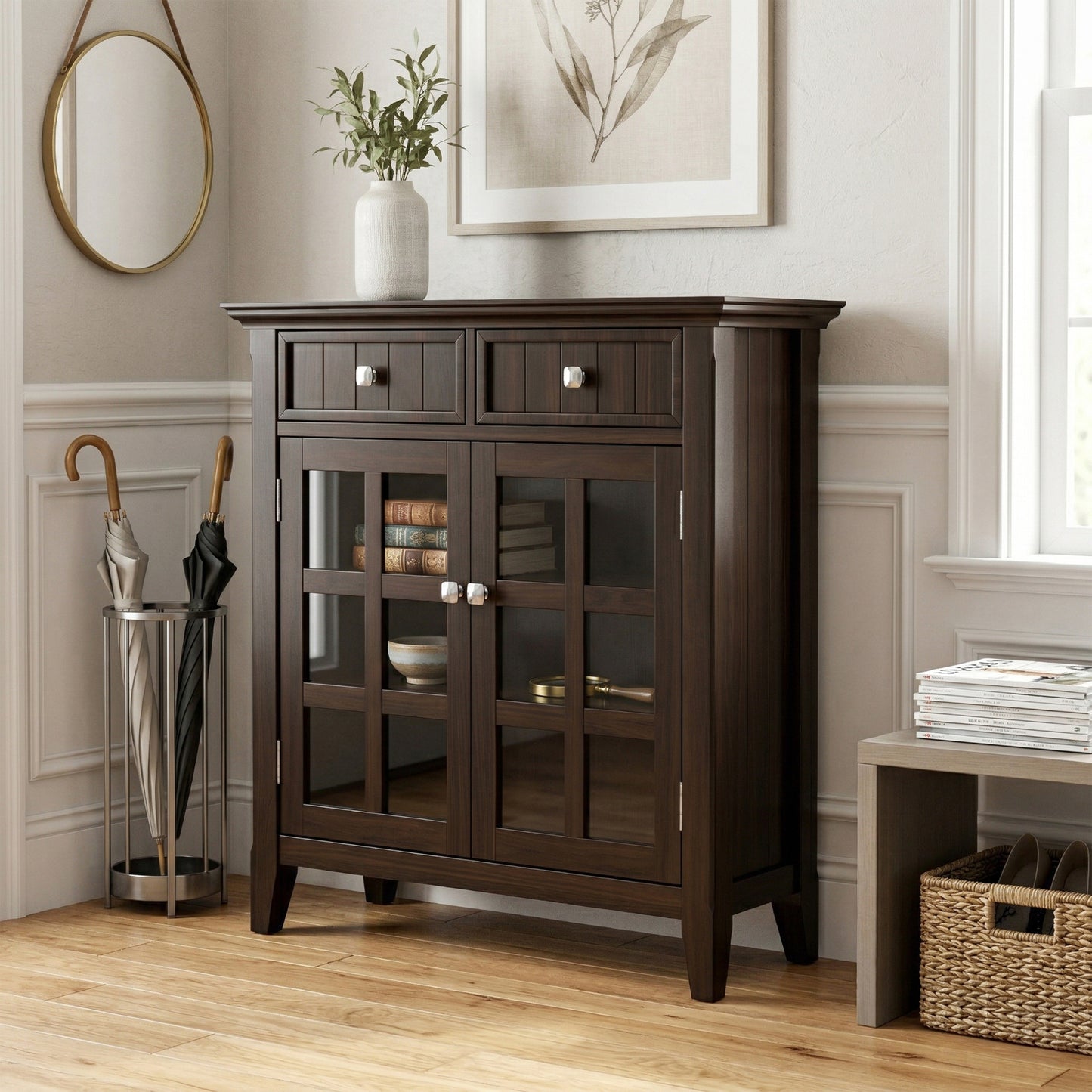 Brunette Brown | Acadian Entryway Storage Cabinet