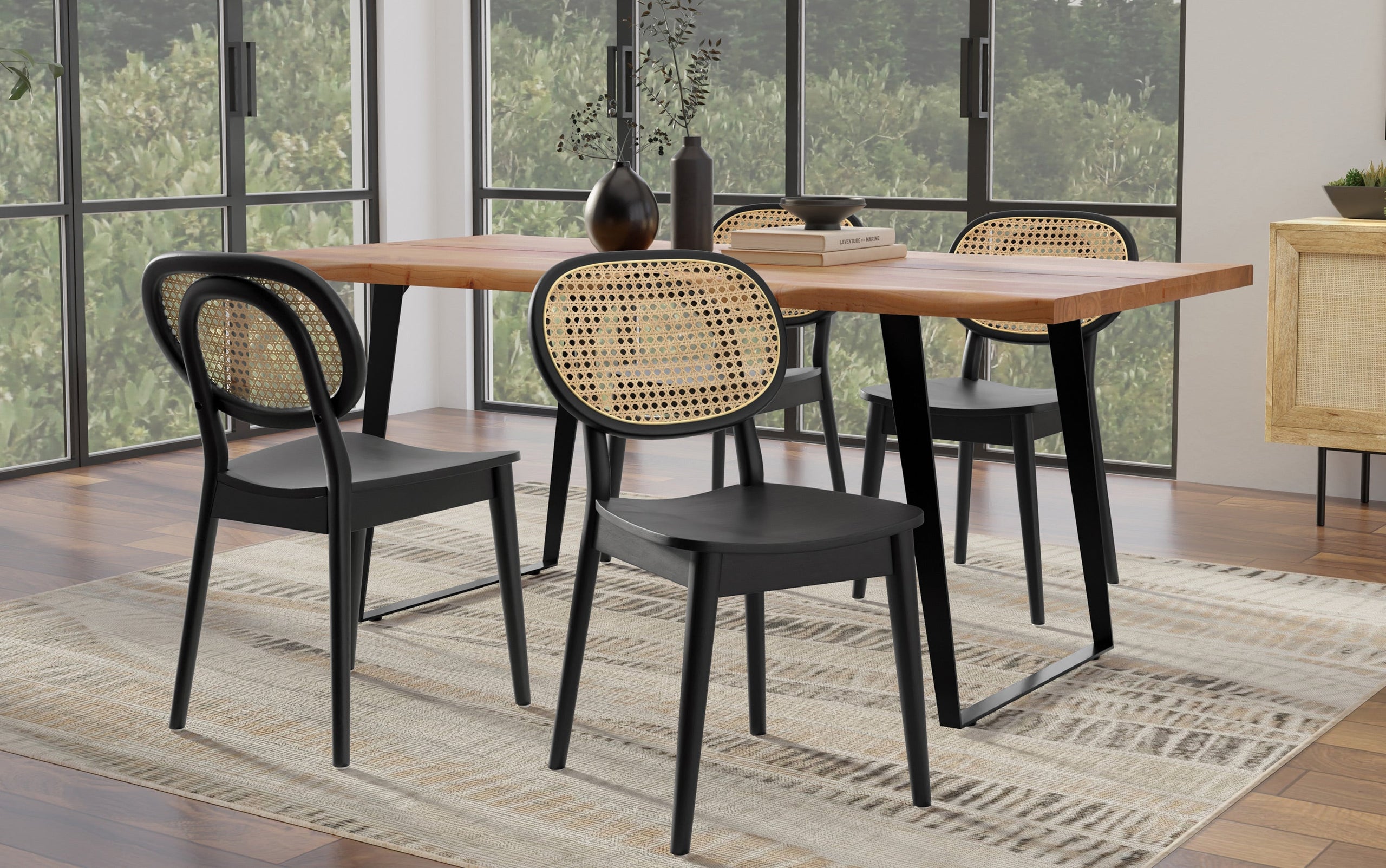 Black Timber Dining Chairs Mid-Century Modern Dining Chairs