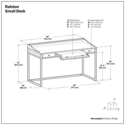 Distressed Charcoal Brown |  Ralston Small Desk