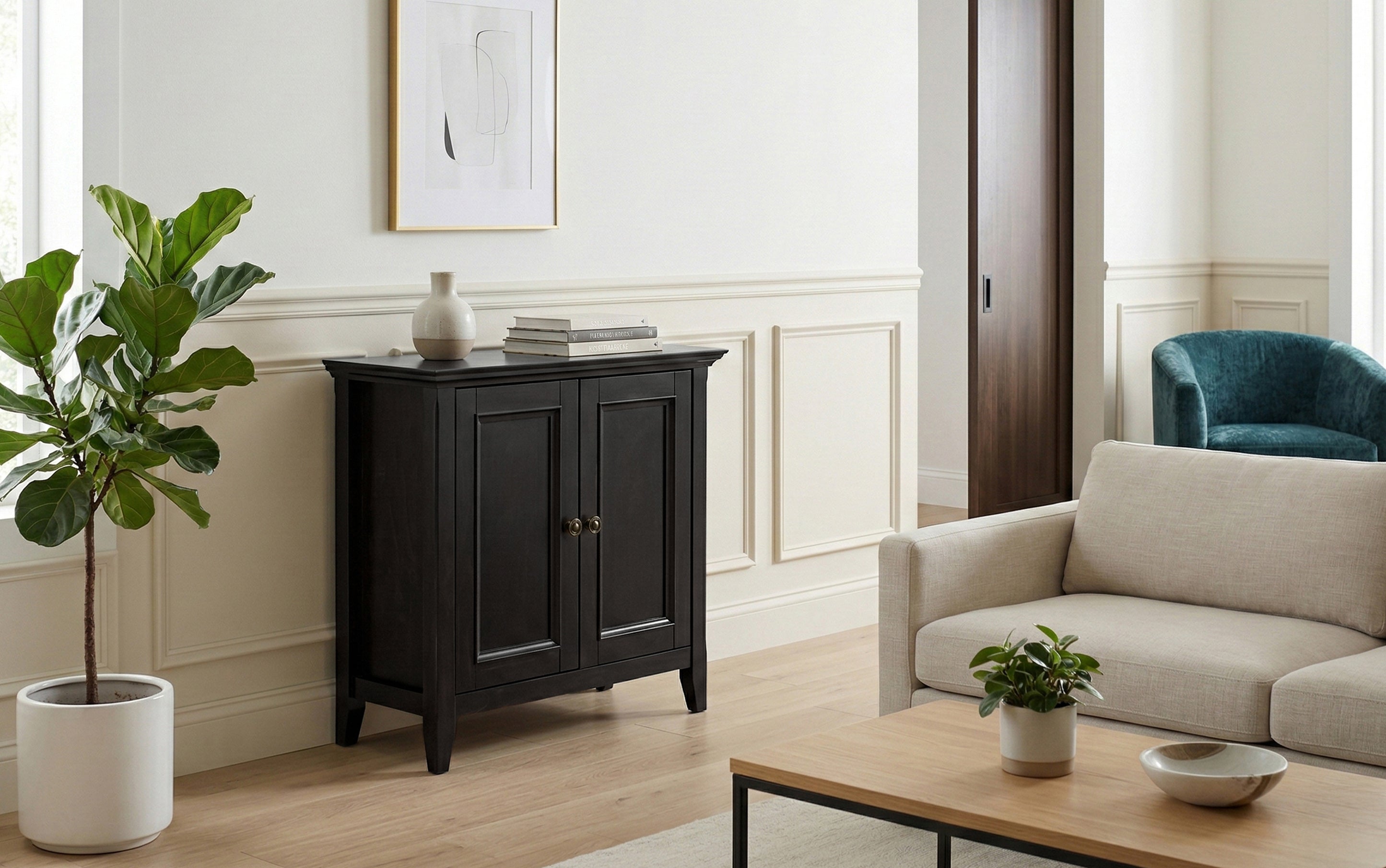 Solid Wood Storage Cabinet | Amherst Low Storage Cabinet – Simpli Home