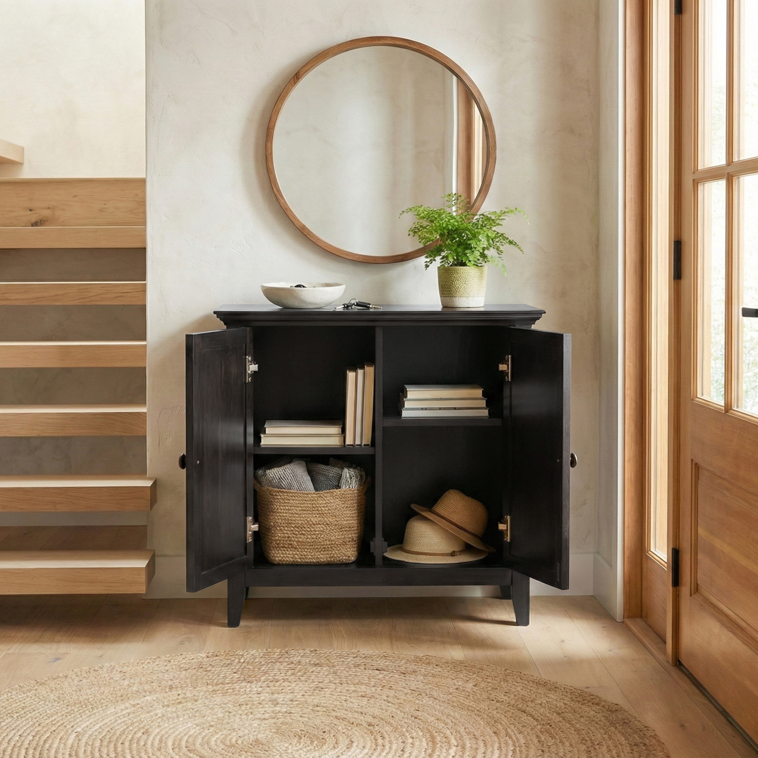 Solid Wood Storage Cabinet | Amherst Low Storage Cabinet – Simpli Home