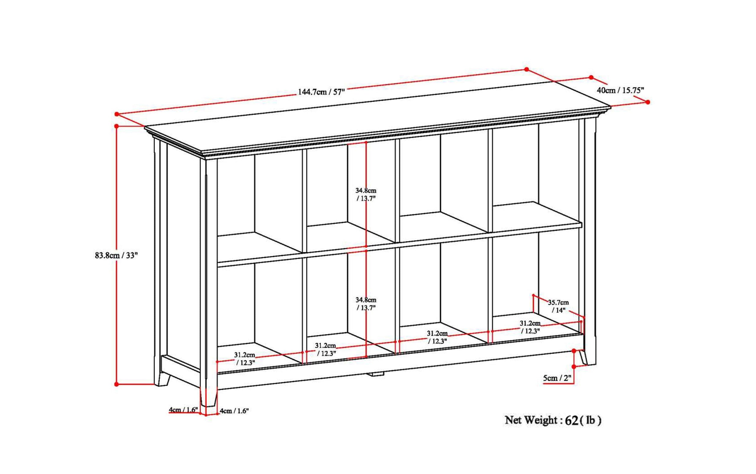 Hickory Brown | Amherst 8 Cube Storage Sofa Table