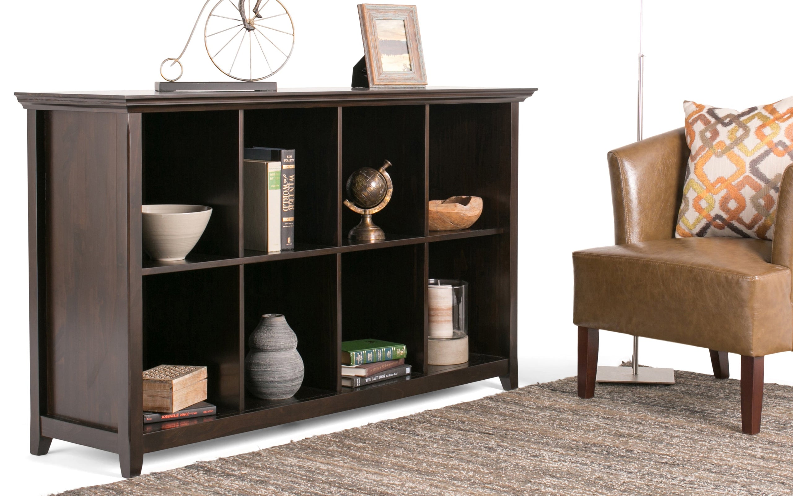 Hickory Brown | Amherst 8 Cube Storage Sofa Table