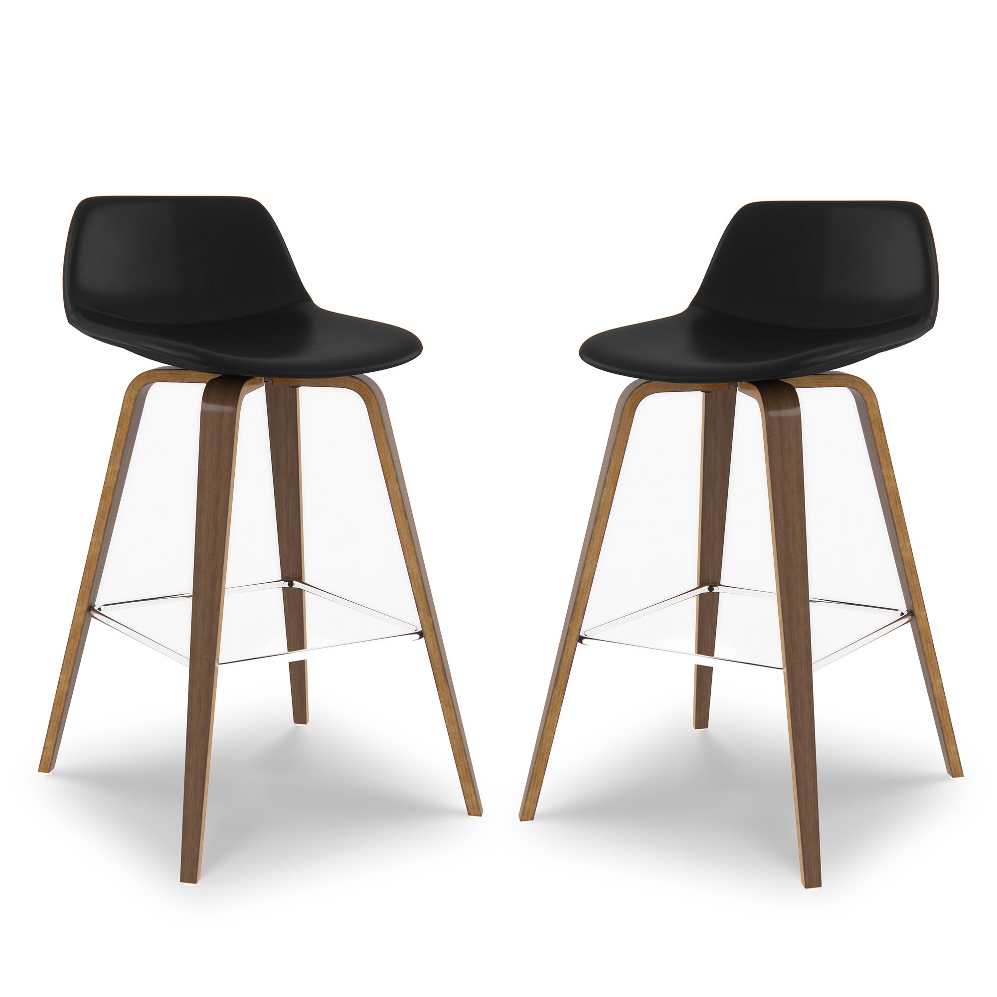 Black Vegan Leather Natural | Randolph Bentwood 26 inch Bar Stool (Set of 2)