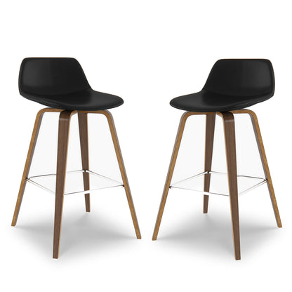 Black Vegan Leather Natural | Randolph Bentwood 26 inch Bar Stool (Set of 2)