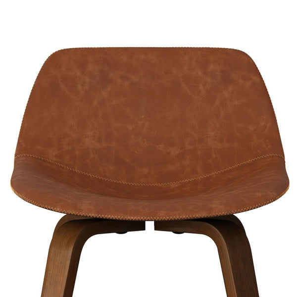 Deep Tan Vegan Leather Walnut | Randolph Bentwood 26 inch Bar Stool (Set of 2)