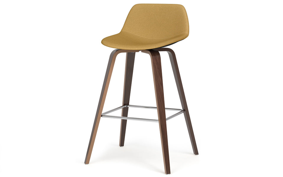 Dijon Yellow Linen Style Fabric Walnut | Randolph Bentwood 26 inch Bar Stool (Set of 2)