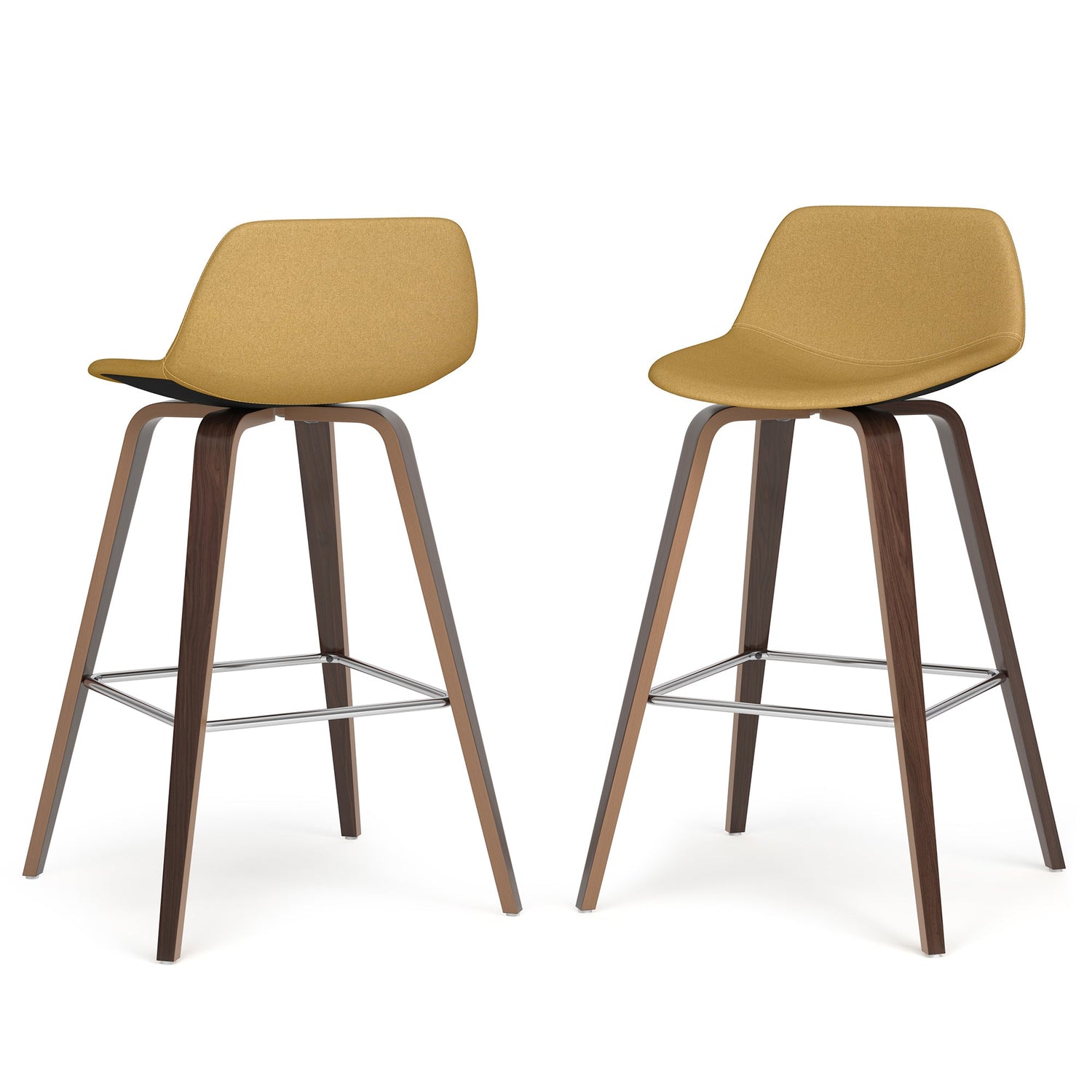 Dijon Yellow Linen Style Fabric Walnut | Randolph Bentwood 26 inch Bar Stool (Set of 2)