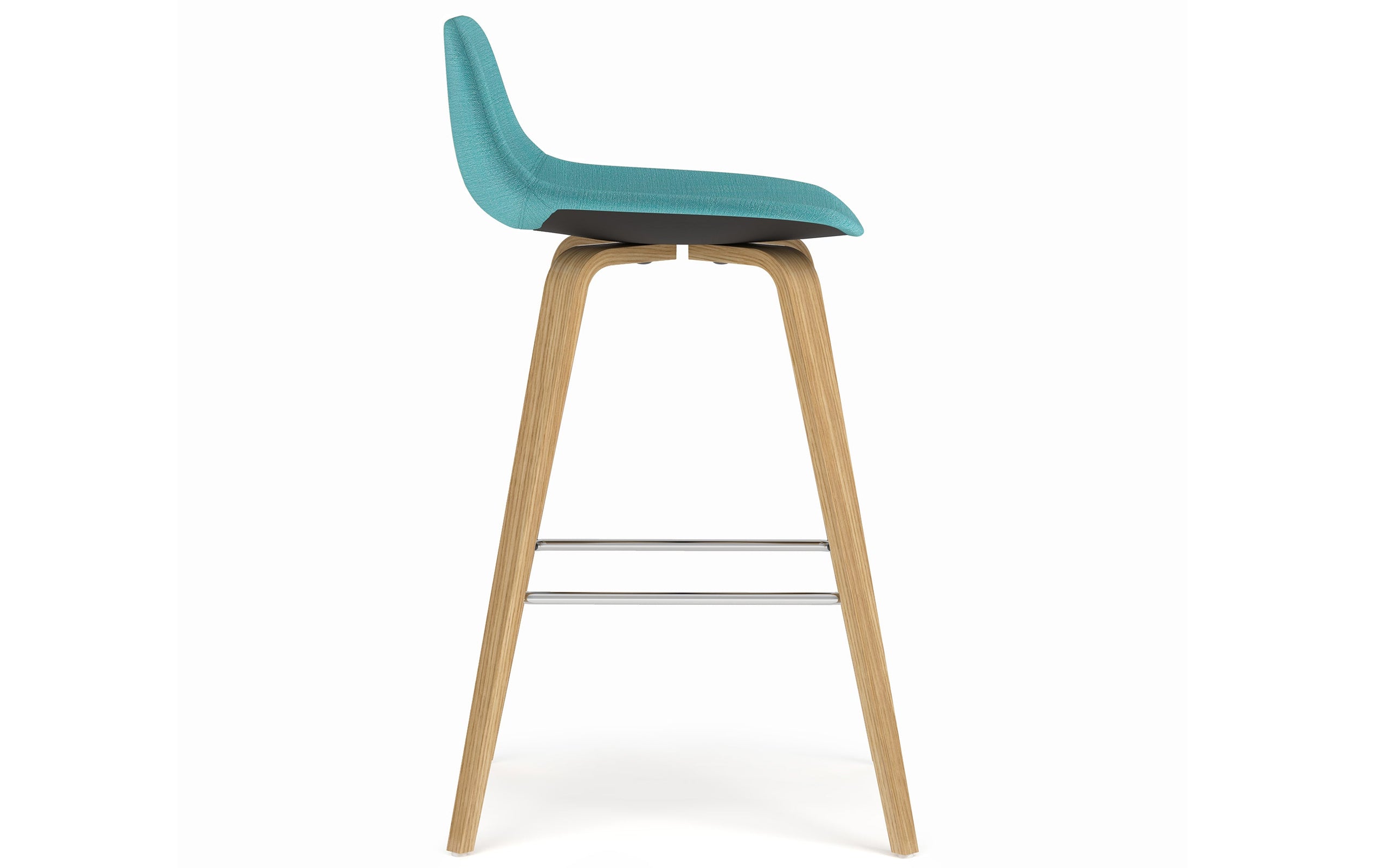 Aqua Blue Linen Style Fabric Oak | Randolph Bentwood Counter Height Stool (Set of 2)