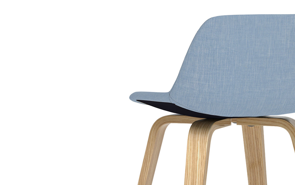 Denim Blue Linen Style Fabric Oak | Randolph Bentwood Counter Height Stool (Set of 2)