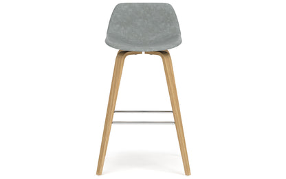 Stone Grey Vegan Leather Oak | Randolph Bentwood Counter Height Stool (Set of 2)