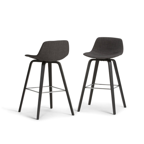 Black and Charcoal Linen Style Fabric Black | Randolph Bentwood 26 inch Bar Stool (Set of 2)