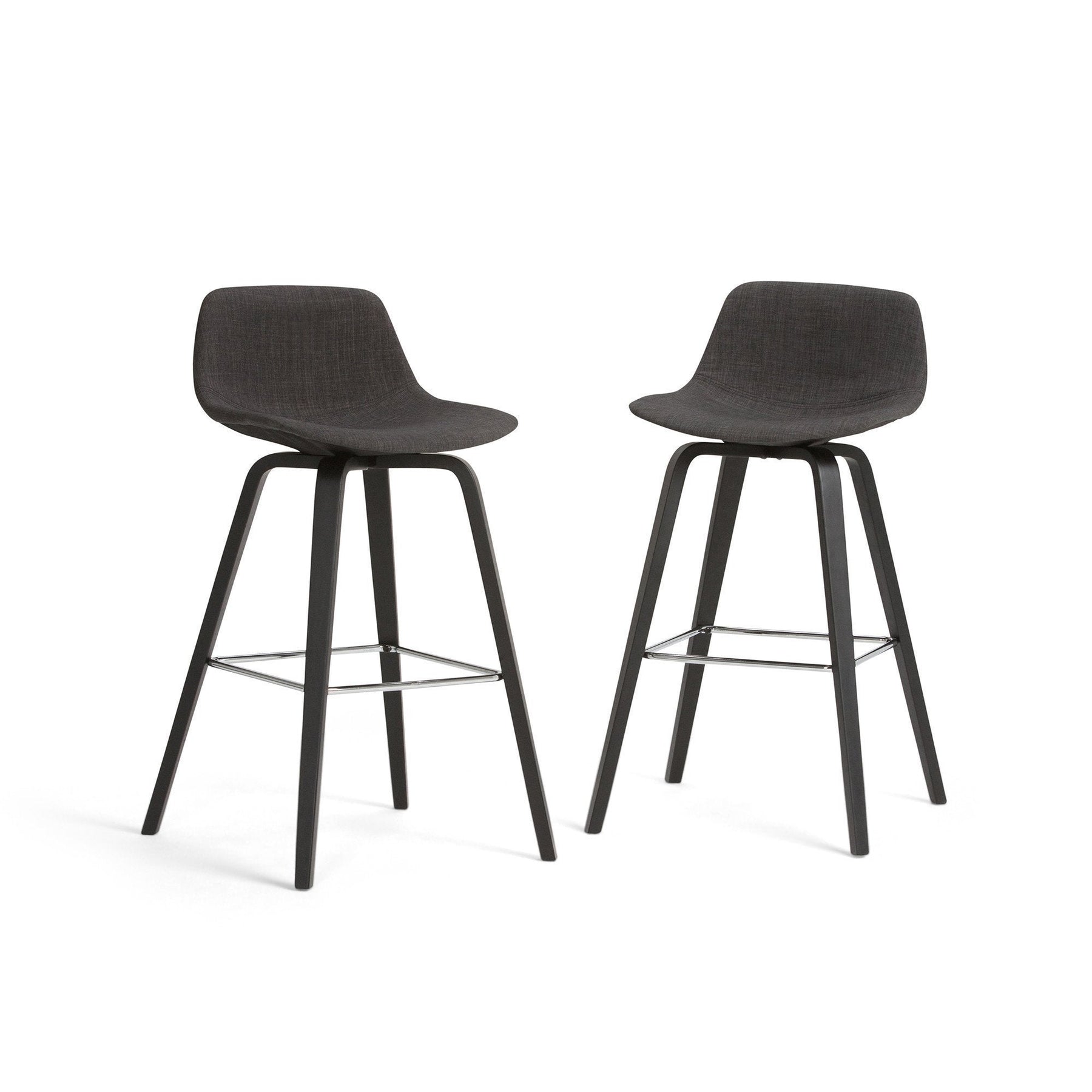 Black and Charcoal Linen Style Fabric Black | Randolph Bentwood 26 inch Bar Stool (Set of 2)