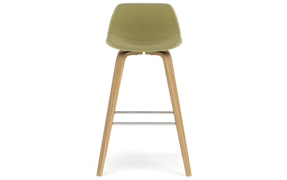 Acid Green Linen Style Fabric Oak | Randolph Bentwood Counter Height Stool (Set of 2)