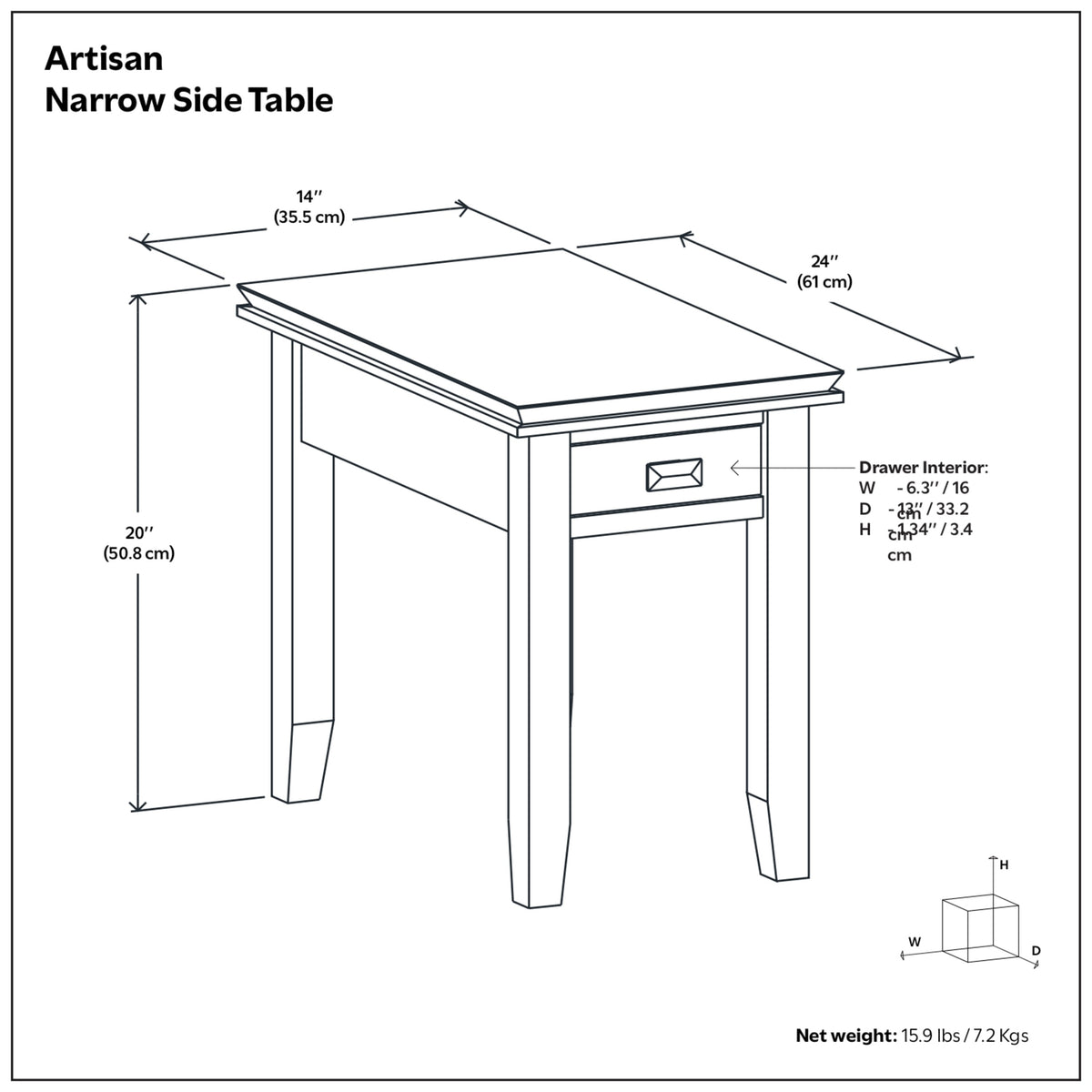 Russet Brown | Artisan Narrow End Table