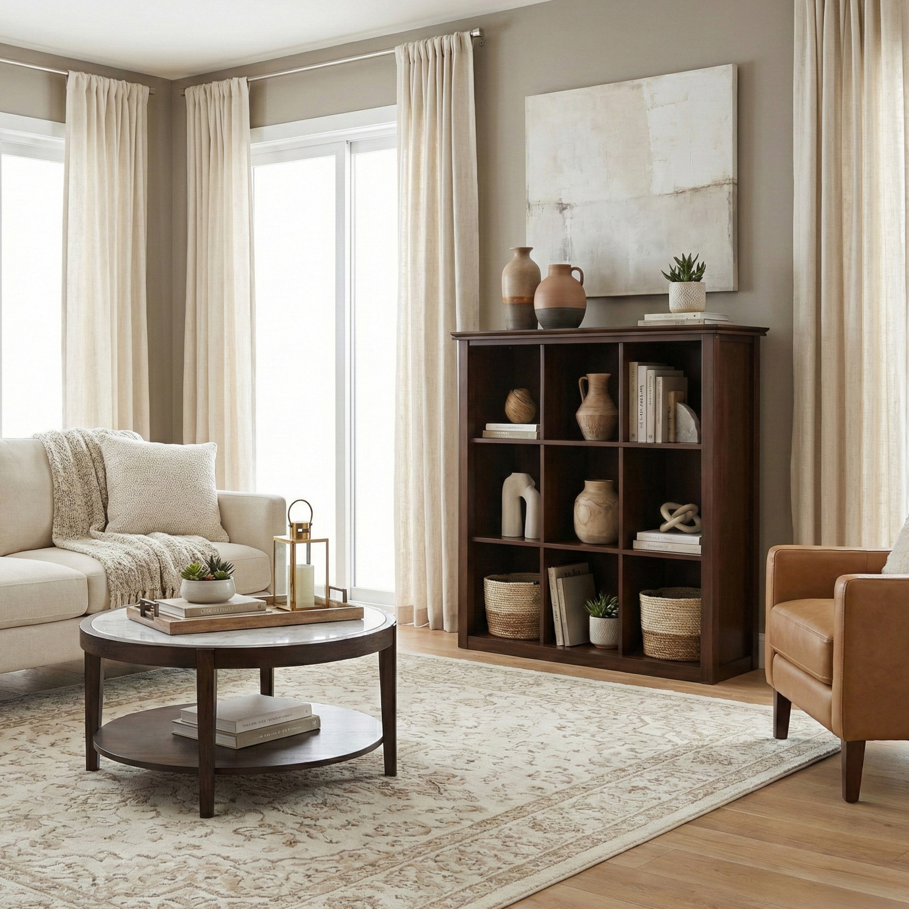 Solid Wood Cube Bookcase | Artisan 9 Cube Storage Unit – Simpli Home
