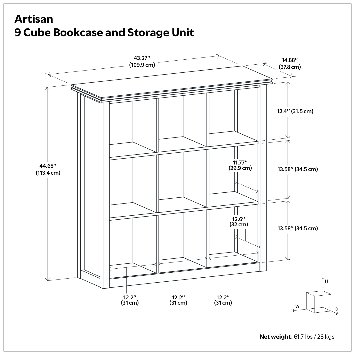 White | Artisan 9 Cube Bookcase