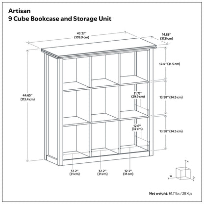 White | Artisan 9 Cube Bookcase