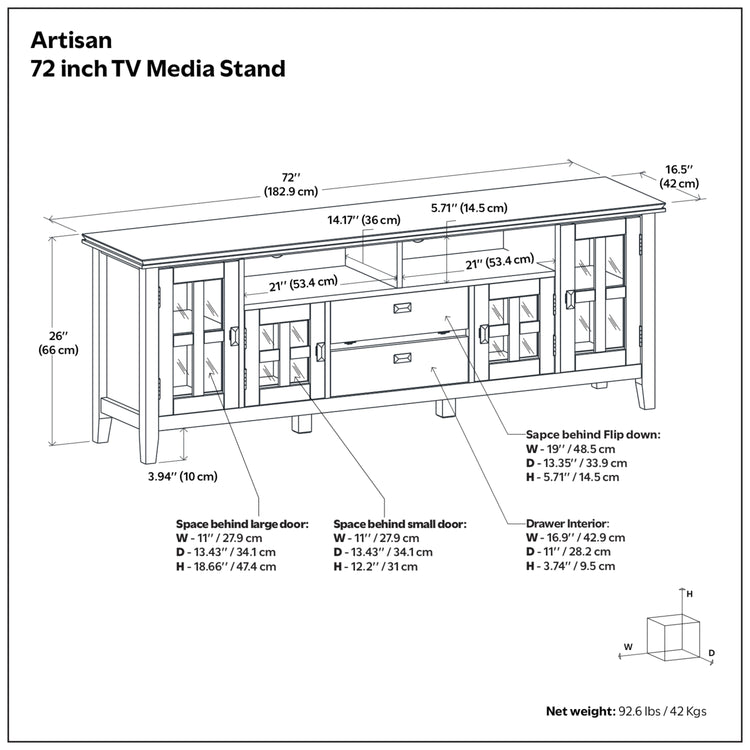 Russet Brown | Artisan 72 inch TV Media Stand