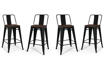 Black 24 inch | Rayne 24 inch Metal Wood Counter Height Stool (Set of 4)