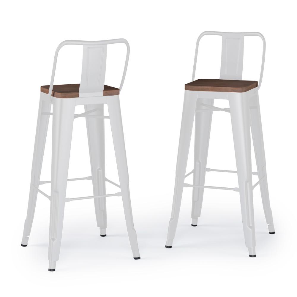 White 30 inch | Rayne 30 inch Metal  Wood Bar Stool (Set of 2)