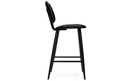 Black Vegan Leather | Raya Counter Height Stool (Set of 2)