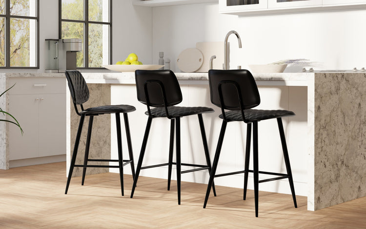 Charcoal Linen Style Fabric | Raya Counter Height Stool (Set of 2