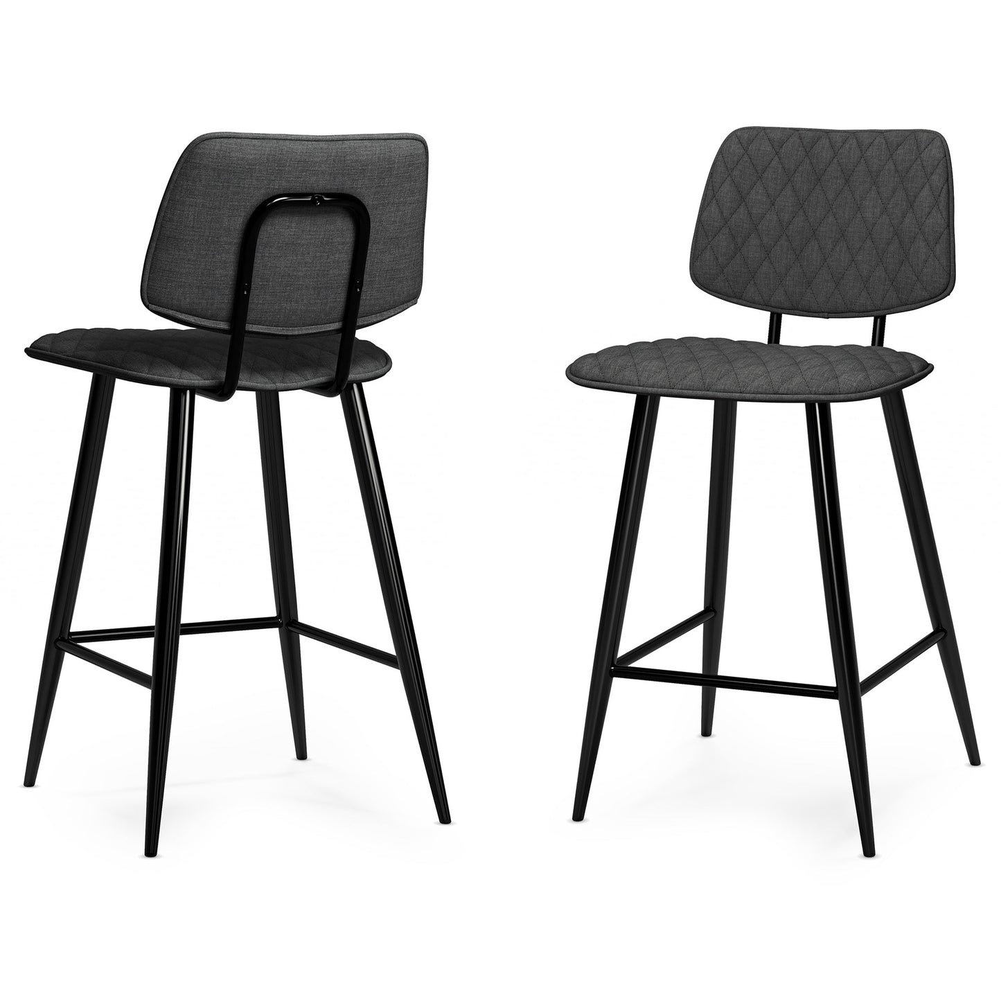 Charcoal Linen Style Fabric | Raya Counter Height Stool (Set of 2
