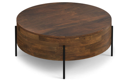Walnut Brown | Rayburn Drum Coffee Table in Mango