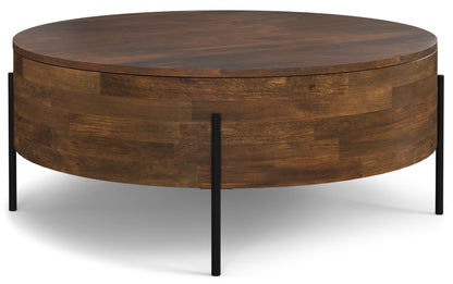 Walnut Brown | Rayburn Drum Coffee Table in Mango