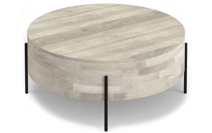 White Wash | Rayburn Drum Coffee Table in Mango
