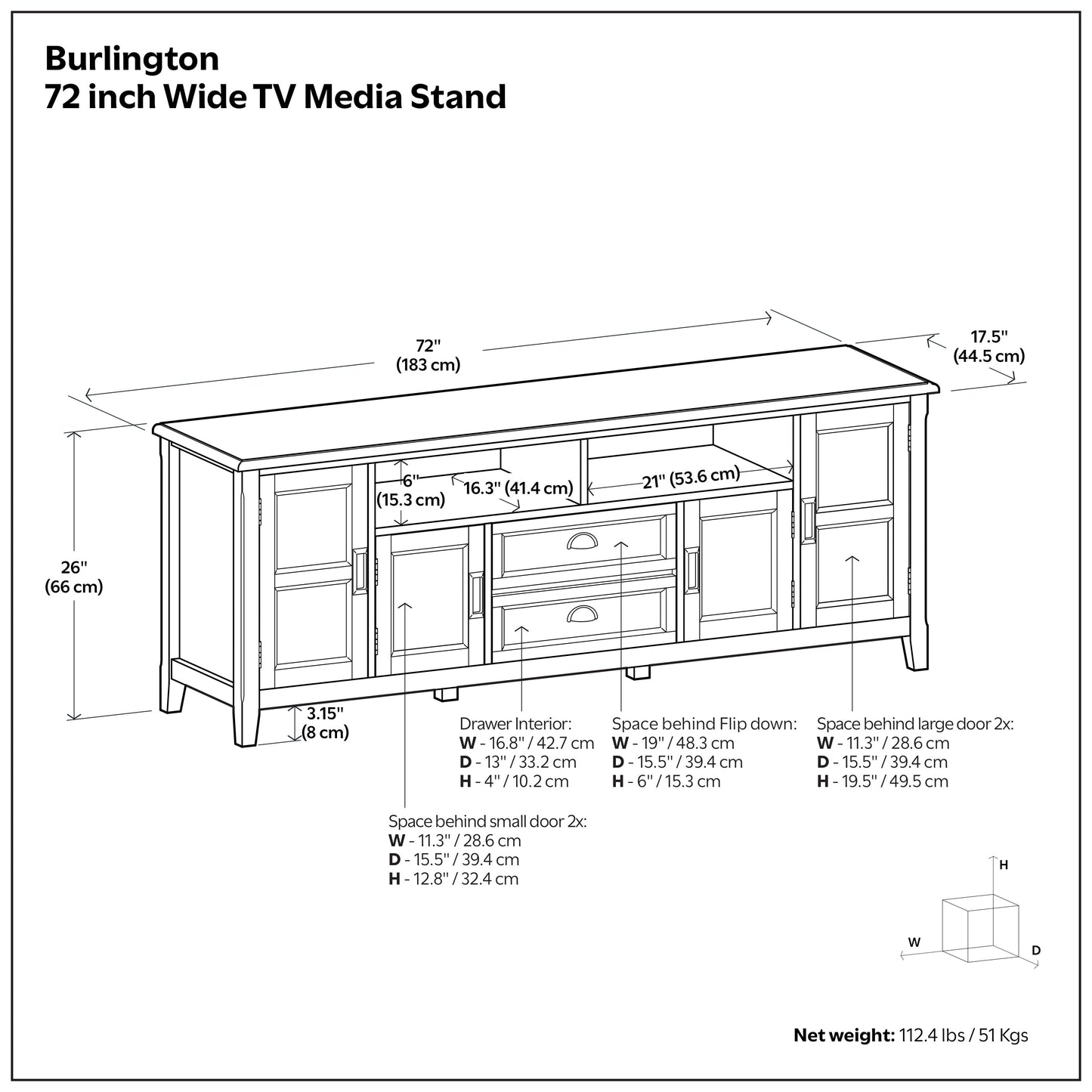 Black | Burlington 72 inch TV Stand