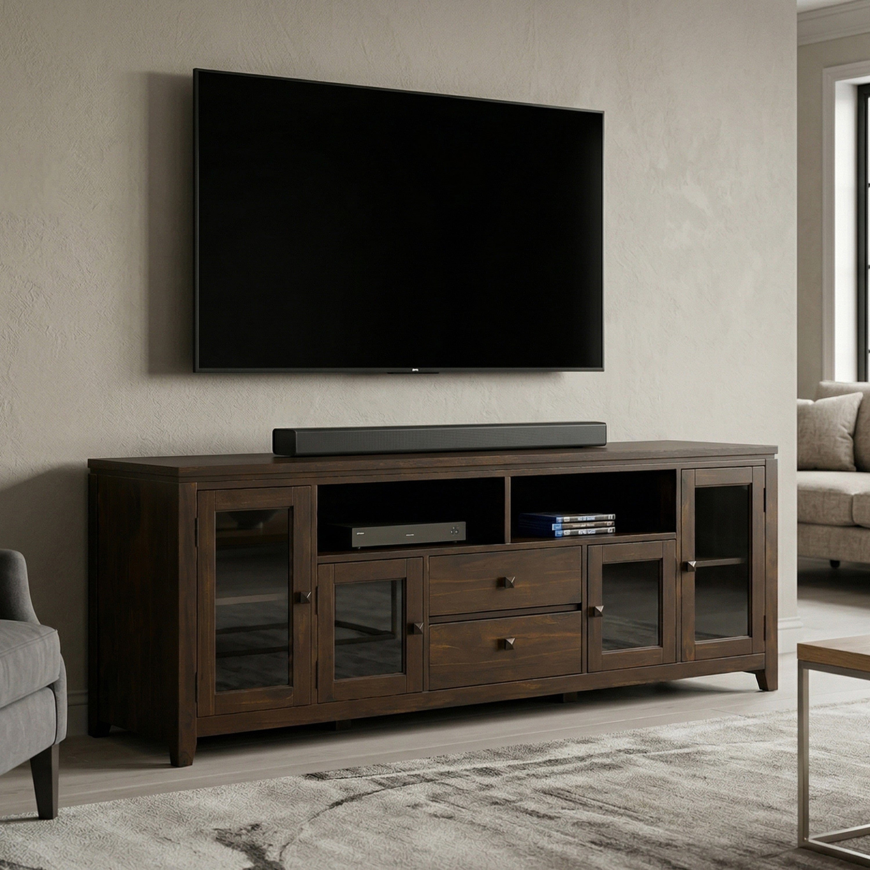 Solid Wood Contemporary TV Stand | Cosmopolitan 72 inch TV Stand