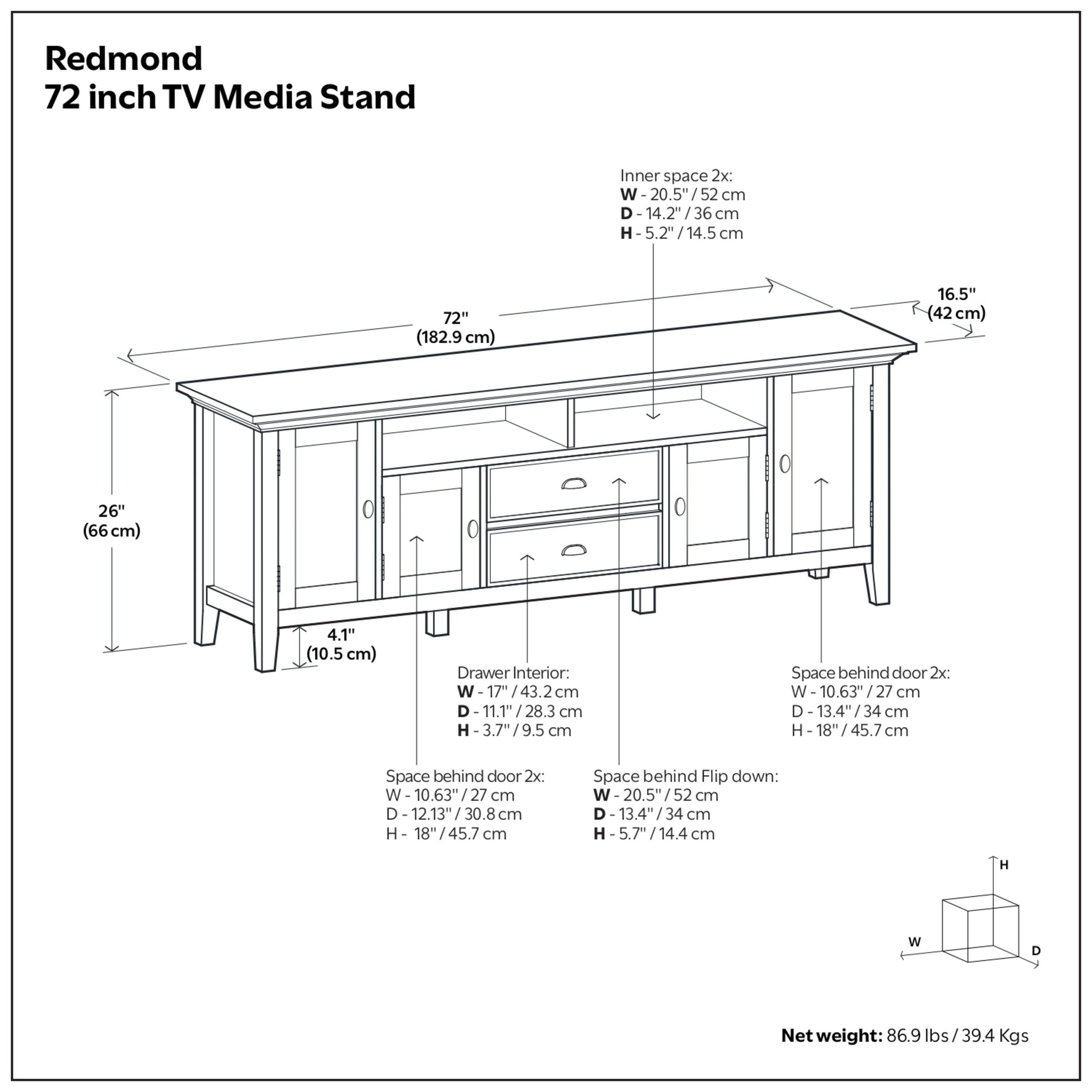 Hickory Brown | Redmond 72 inch TV Stand