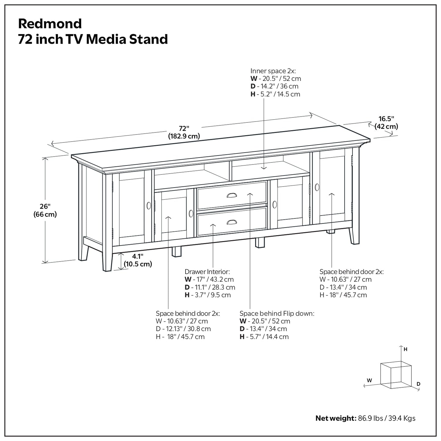 Hickory Brown | Redmond 72 inch TV Media Stand