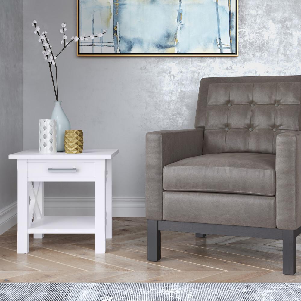 White | Kitchener 20.5 inch End Side Table