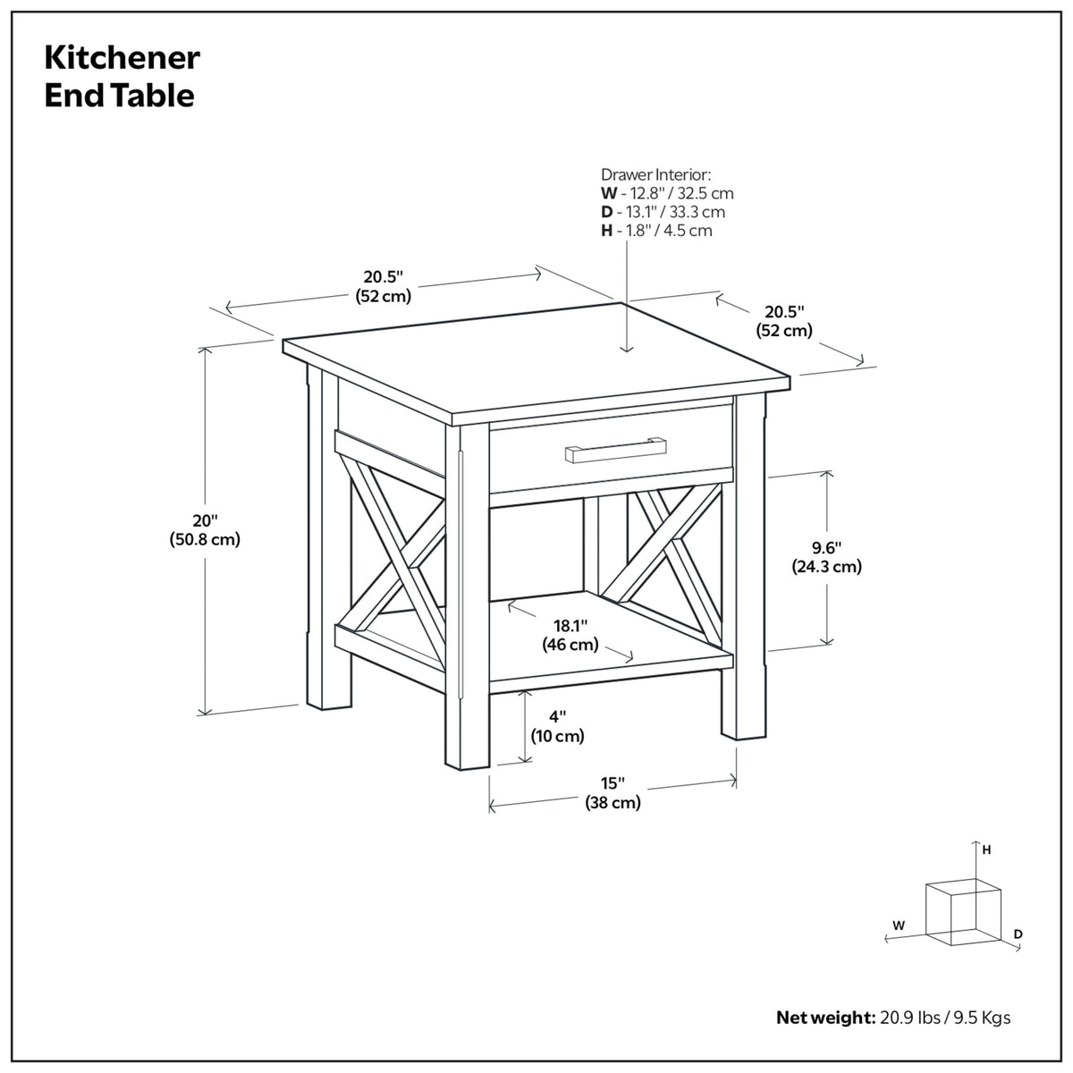 White | Kitchener End Table