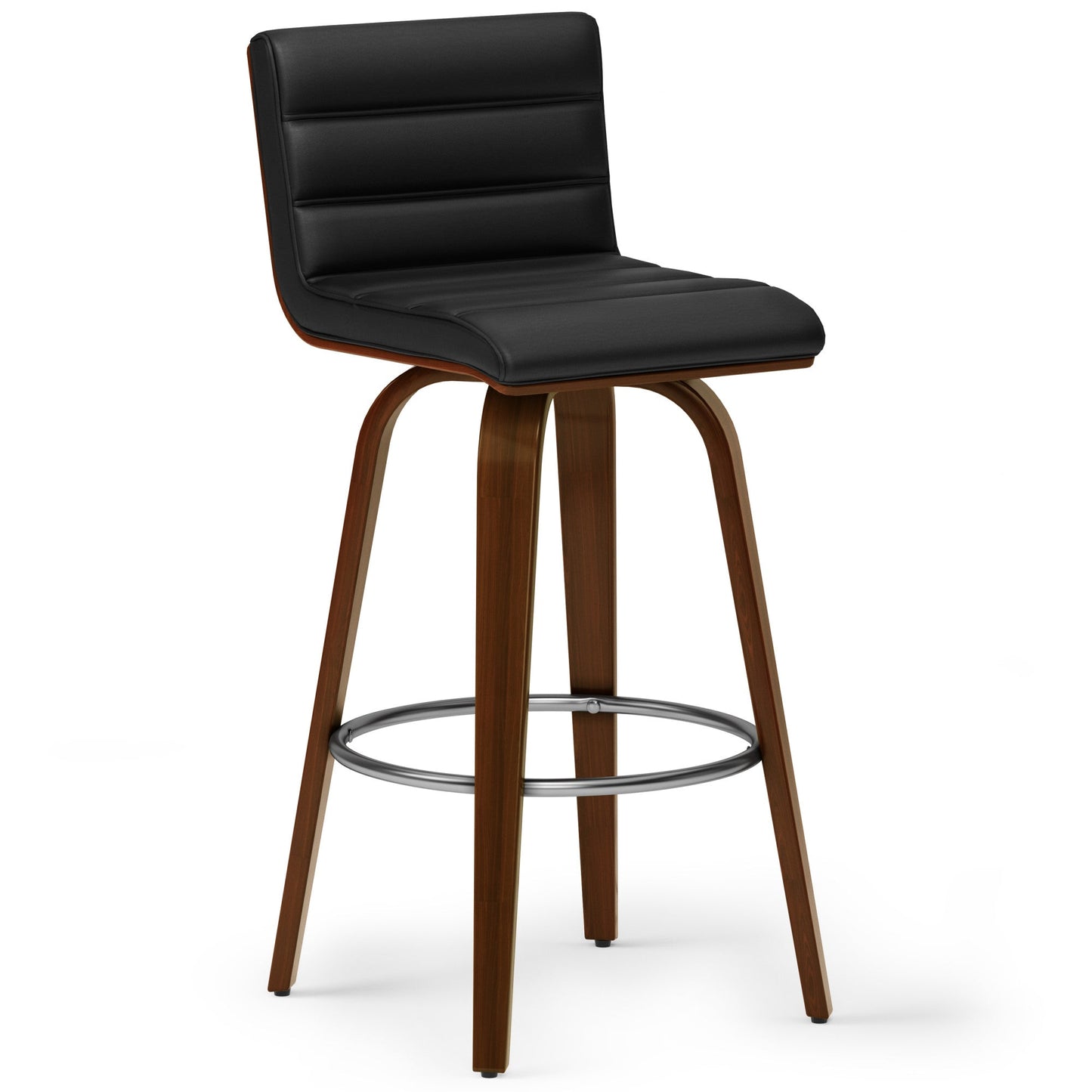 Black Vegan Leather | Roland Swivel Bar Stool in Vegan Leather