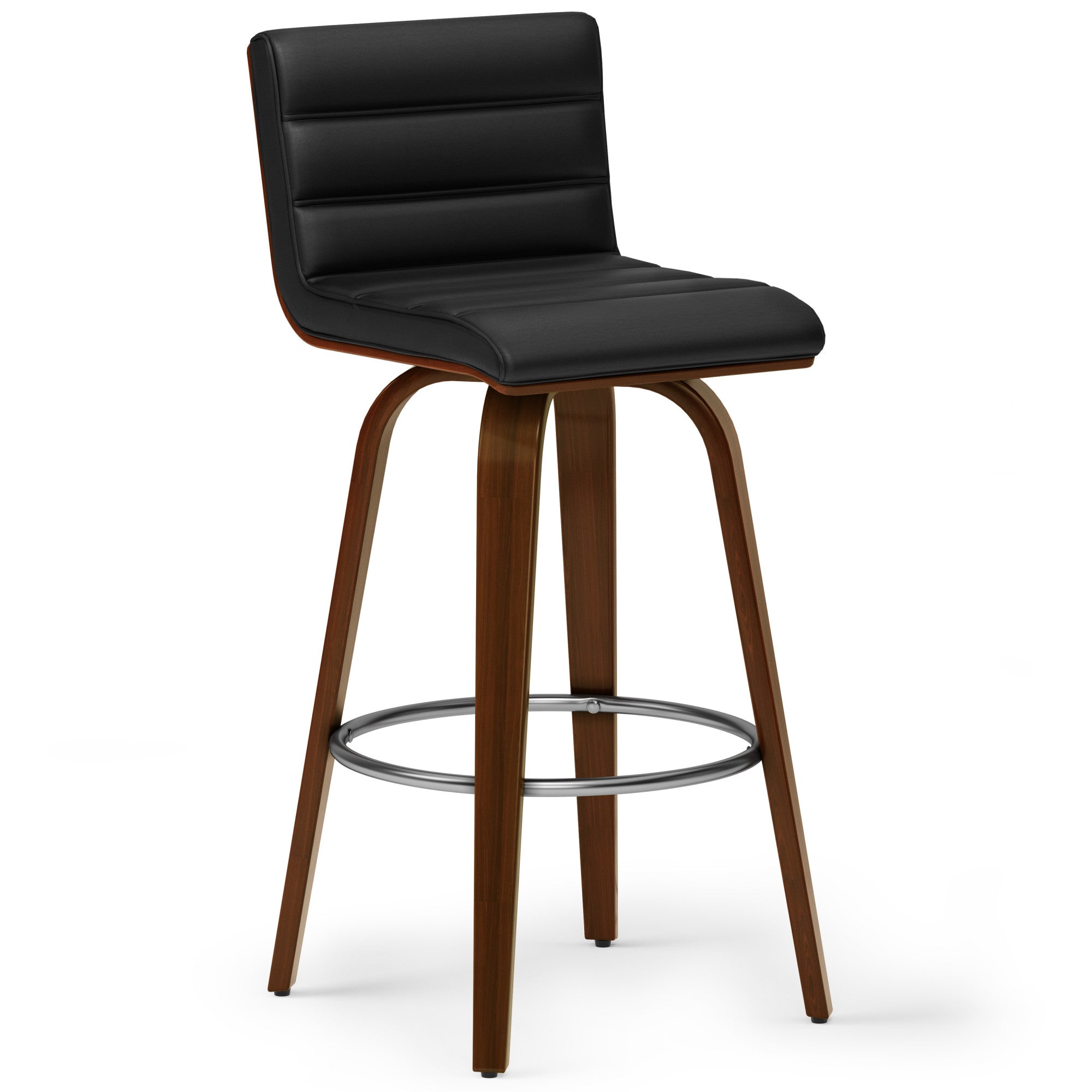 Black Vegan Leather | Roland Swivel Bar Stool in Vegan Leather