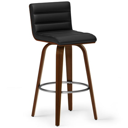 Black Vegan Leather | Roland Swivel Bar Stool in Vegan Leather
