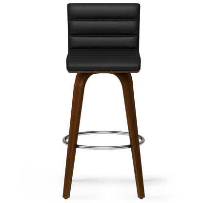 Black Vegan Leather | Roland Swivel Bar Stool in Vegan Leather