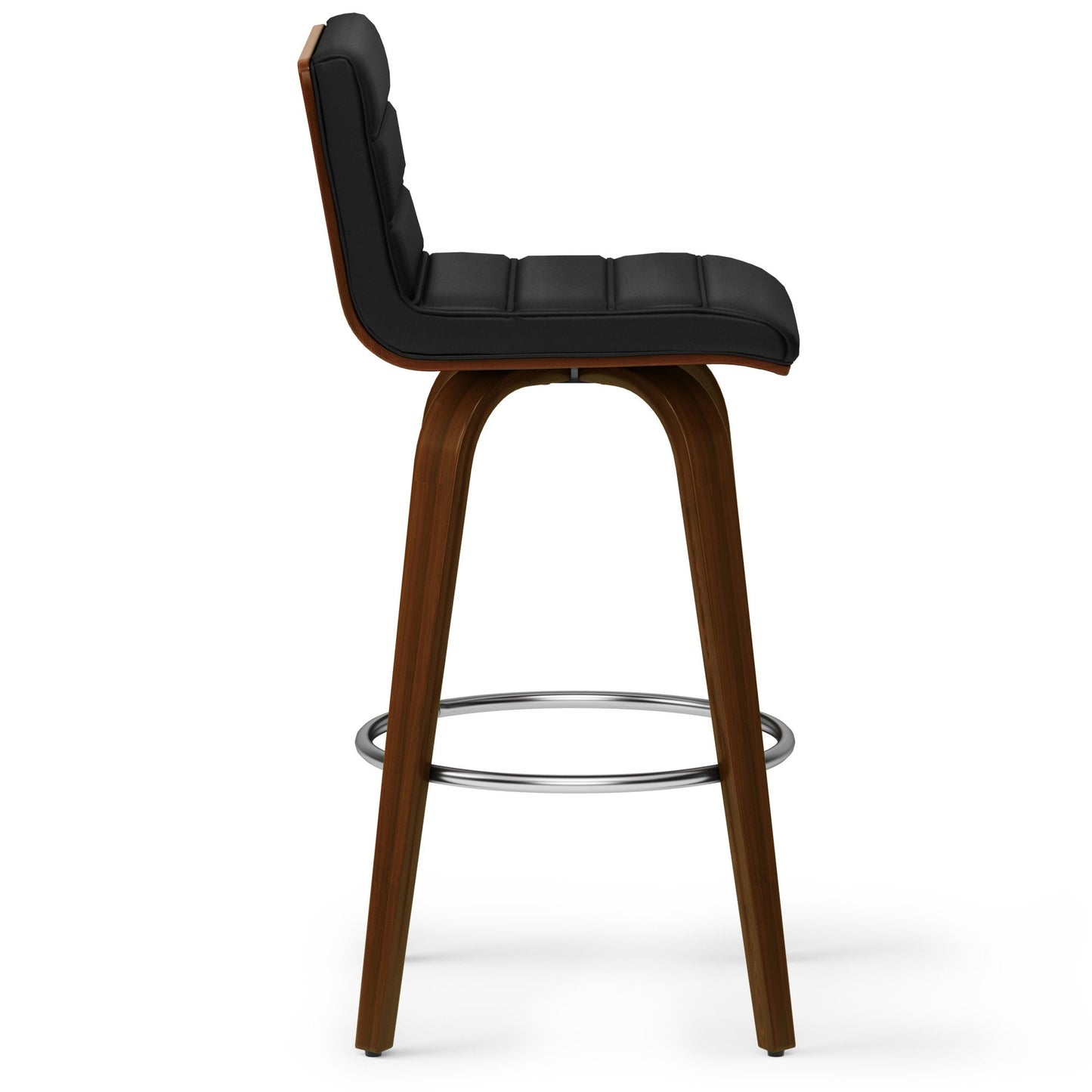 Black Vegan Leather | Roland Swivel Bar Stool in Vegan Leather