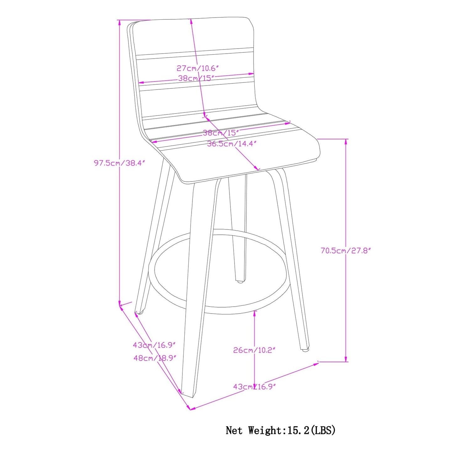 Black Vegan Leather | Roland Swivel Bar Stool in Vegan Leather