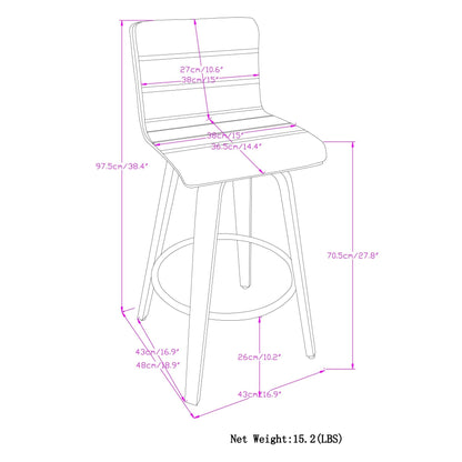 Black Vegan Leather | Roland Swivel Bar Stool in Vegan Leather